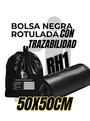 BOLSAS NEGRAS ROTULADAS - RESID NO APROVECHABLES - TAMAÑO 50X50CM - PAPELERA MEDIANA