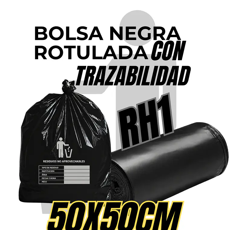 BOLSAS NEGRAS ROTULADAS - RESID NO APROVECHABLES - TAMAÑO 50X50CM - PAPELERA MEDIANA 1