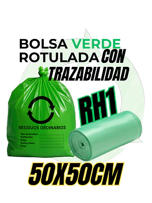 BOLSAS VERDES ROTULADAS - RESID ORDINARIOS - TAMAÑO 50X50CM - PAPELERA MEDIANA