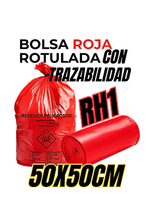 BOLSAS ROJAS ROTULADAS - RESPEL/QUIMICOS - TAMAÑO 50X70CM - PAPELERA MEDIANA 