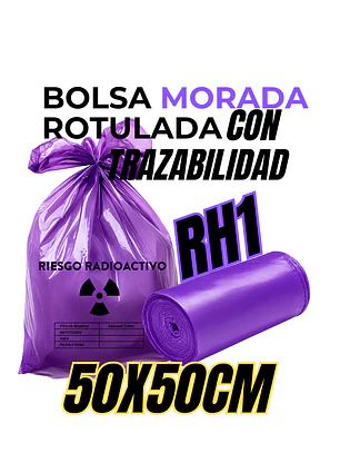 BOLSAS MORADAS ROTULADAS - RESID RADIACTIVOS - TAMAÑO 50X70CM - PAPELERA MEDIANA