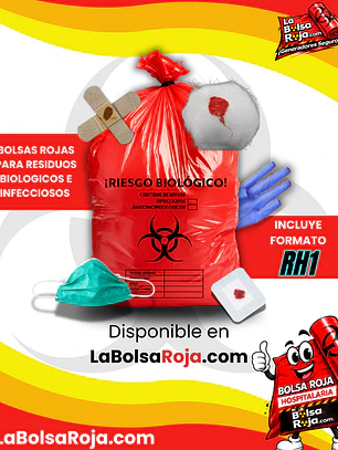 BOLSAS ROJAS ROTULADAS- RESID HOSPITALARIOS - TAMAÑO 40X60CM - PAPELERA PEQUEÑA