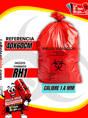 BOLSAS ROJAS ROTULADAS- RESID HOSPITALARIOS - TAMAÑO 40X60CM - PAPELERA PEQUEÑA