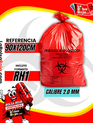 BOLSAS ROJAS ROTULADAS - RESID HOSPITALARIOS - TAMAÑO 90X120CM - CANECA EXTRA GRANDE