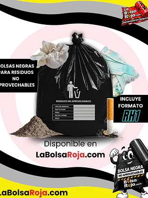 BOLSAS NEGRAS ROTULADAS - RESID NO APROVECHABLES - TAMAÑO 70X100CM - CANECA GRANDE