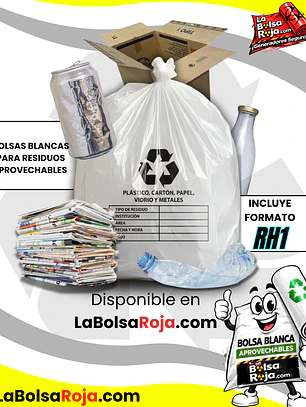 BOLSAS BLANCAS RECICLAJE - RESID APROVECHABLES - TAMAÑO 50X50CM - PAPELERA MEDIANA