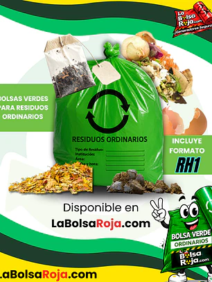 BOLSAS VERDES ROTULADAS - RESID ORDINARIOS - TAMAÑO 60X80CM - PAPELERA SEMI GRANDE