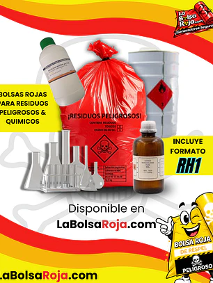 BOLSAS ROJAS ROTULADAS - RESPEL/QUIMICOS - TAMAÑO 50X50CM - PAPELERA MEDIANA 