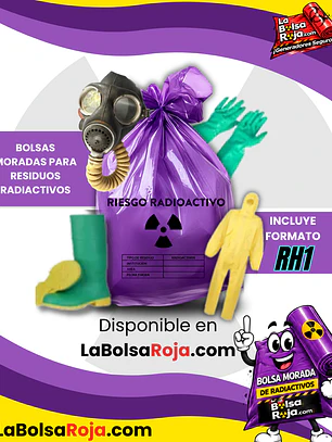 BOLSAS MORADAS ROTULADAS - RESID RADIACTIVOS - TAMAÑO 50X50CM - PAPELERA MEDIANA