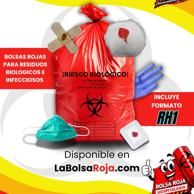 BOLSAS ROJAS ROTULADAS - RESID BIOLOGICOS E INFECCIOSOS🔴