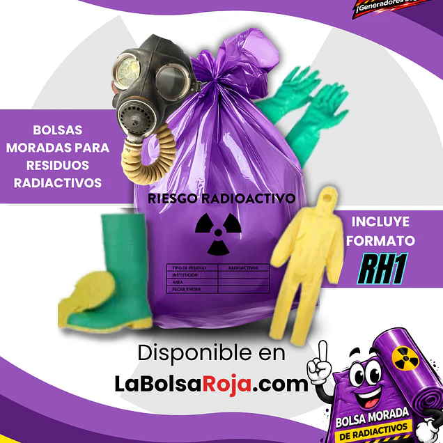 BOLSAS MORADAS ROTULADAS - RESID RADIACTIVOS🟣
