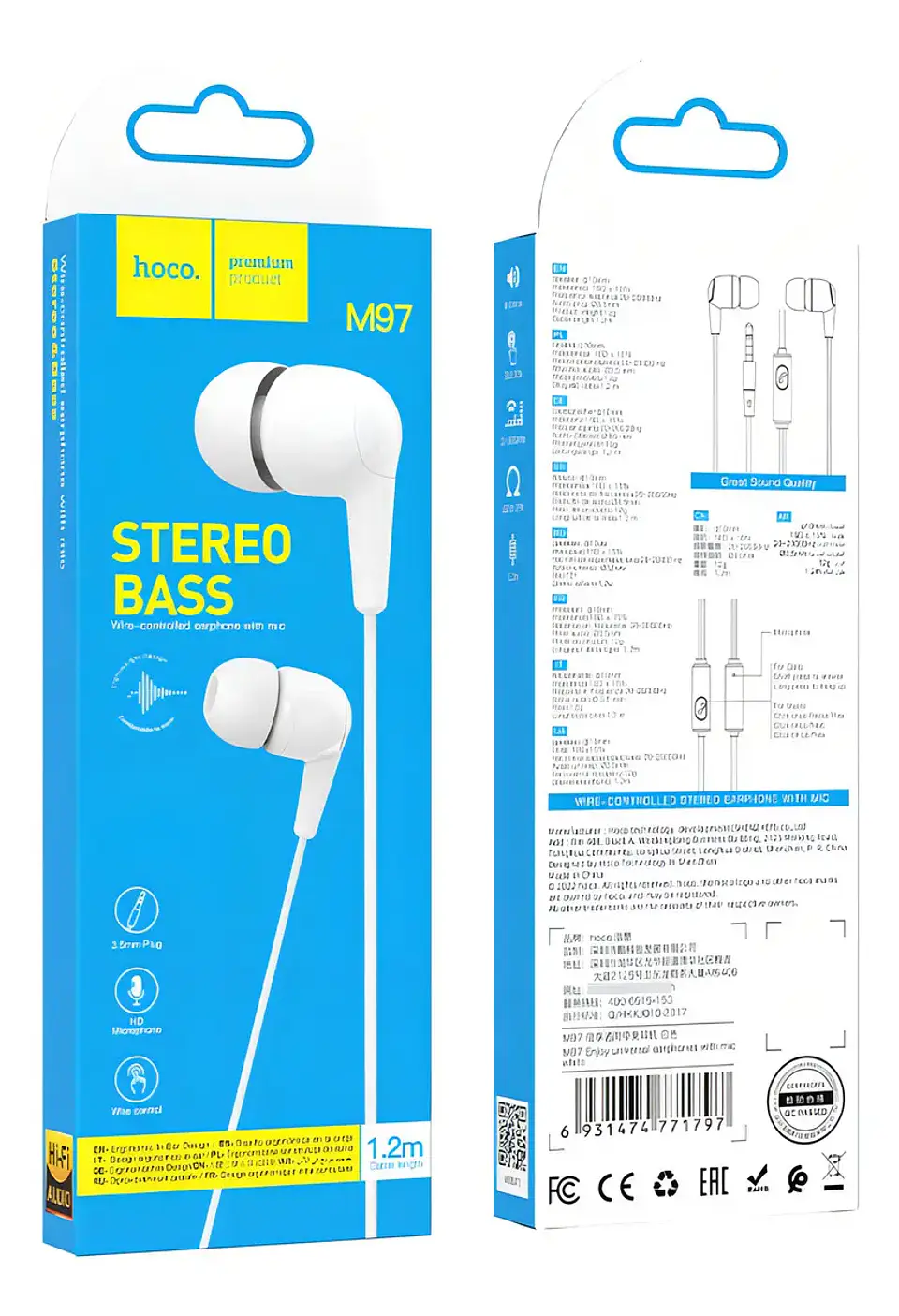 Audífonos In-Ear Hoco M97 con Micrófono y Sonido Estéreo 3