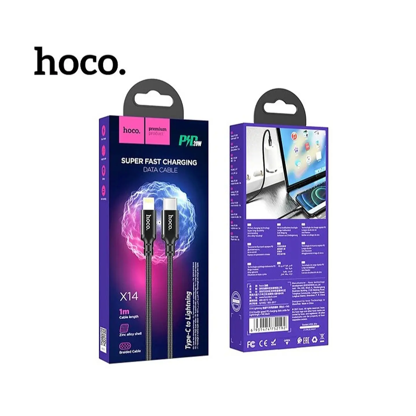 Cable Tipo-C a Lightning HOCO X14 PD 20W 1