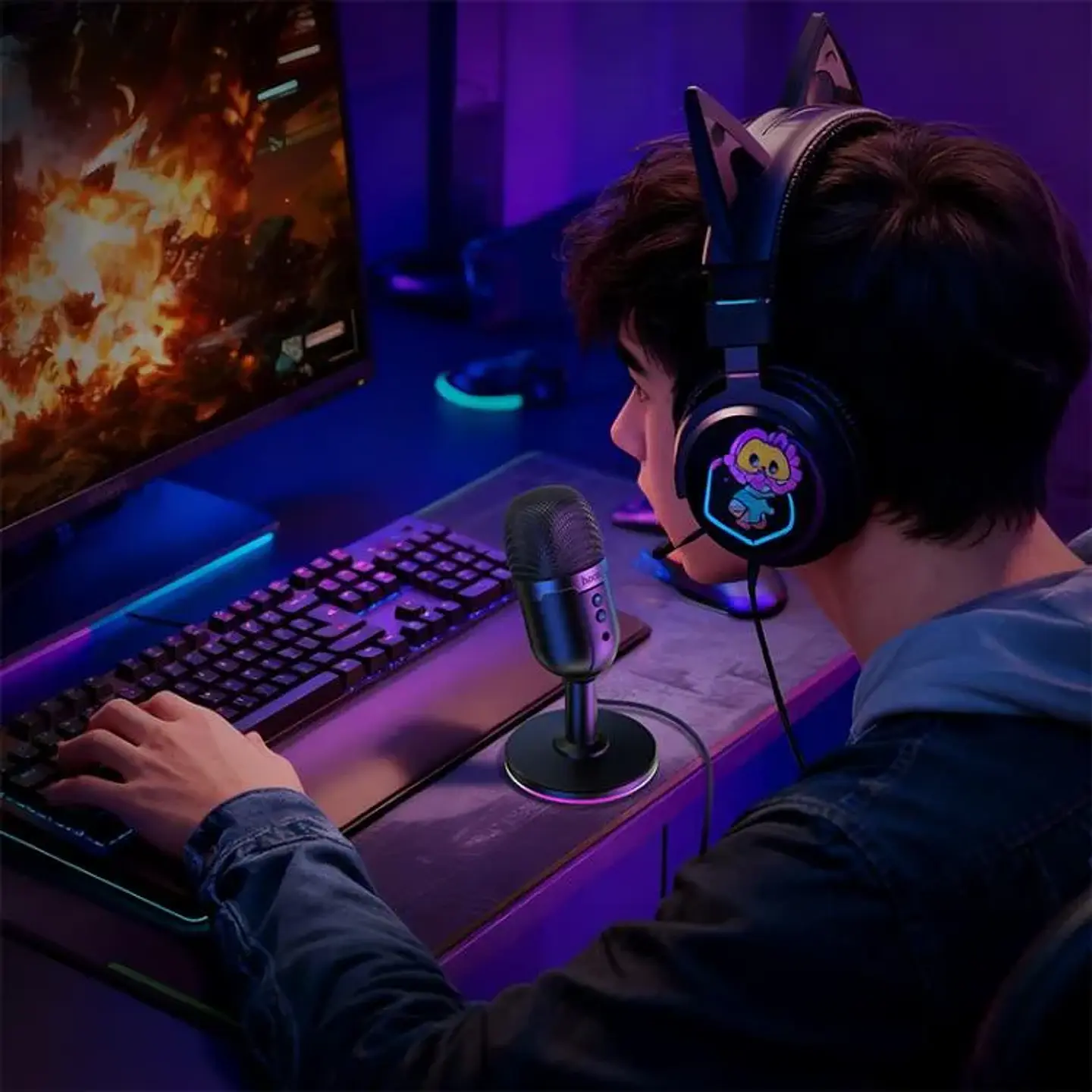 Micrófono Gamer HOCO L25 RGB USB de Escritorio 2