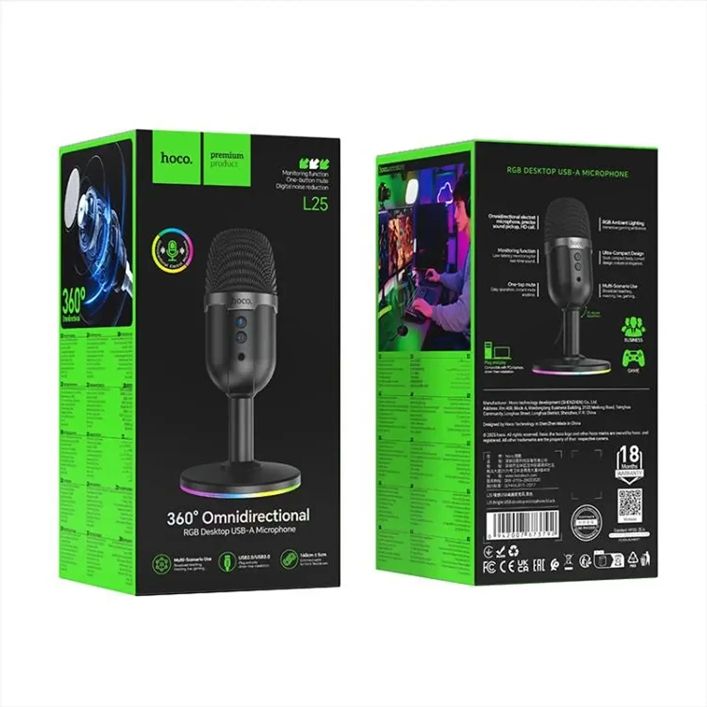 Micrófono Gamer HOCO L25 RGB USB de Escritorio 3