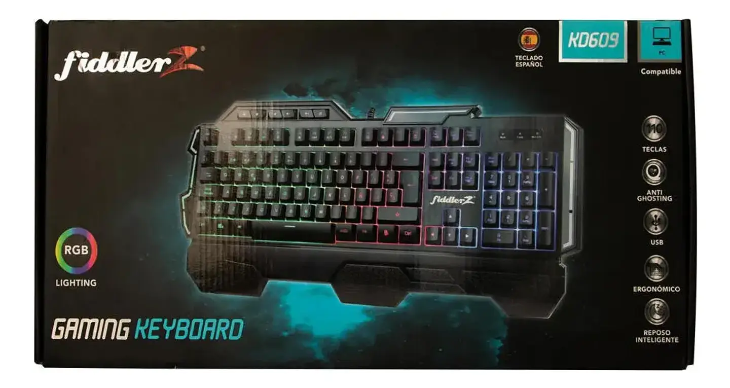 Teclado Gamer Fiddler Z KD609 Membrana RGB Negro 2
