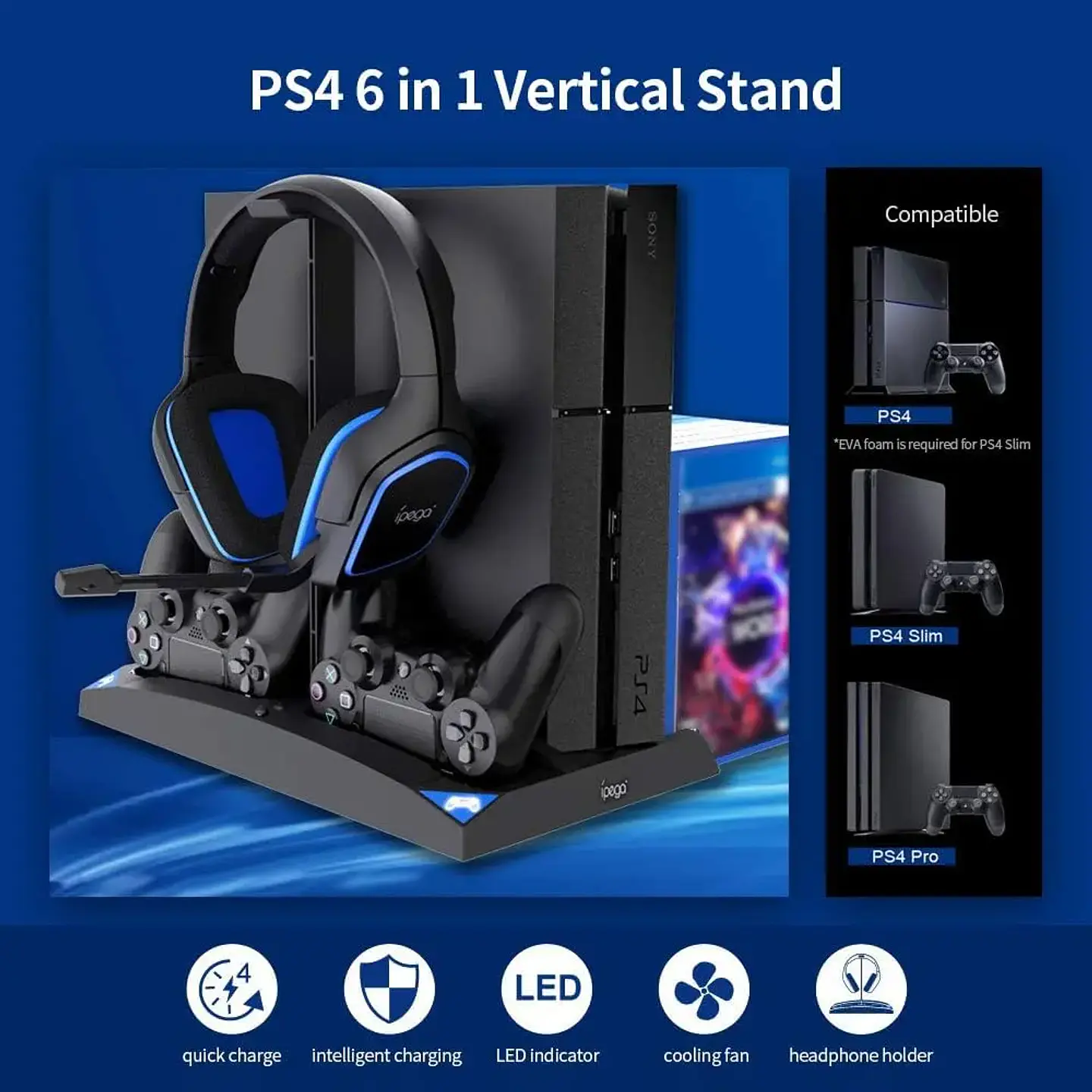Estación de Carga iPega PG-P4009 para Controles PS4 2