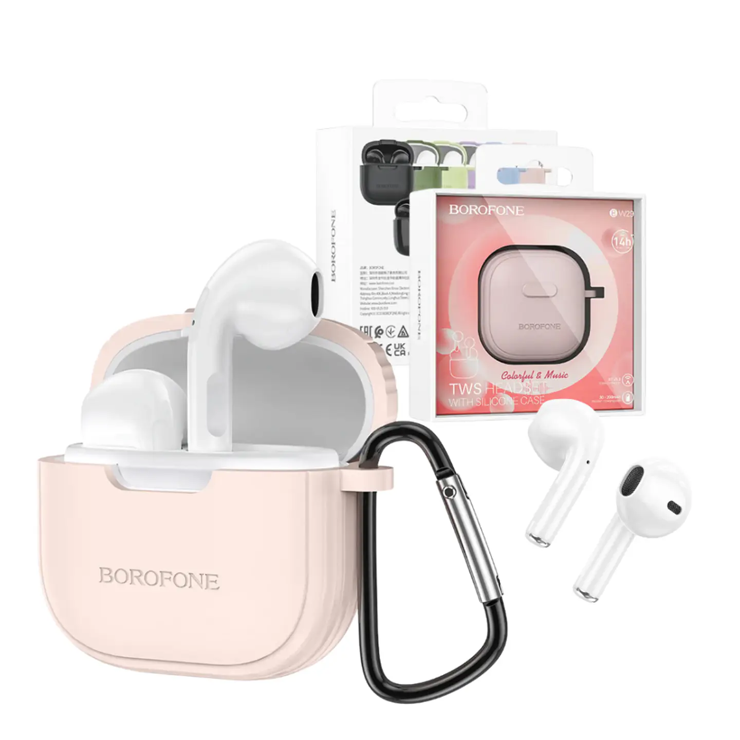 Audífonos Bluetooth Borofone BW29 TWS 14 Horas de Uso con Estuche de Carga 5