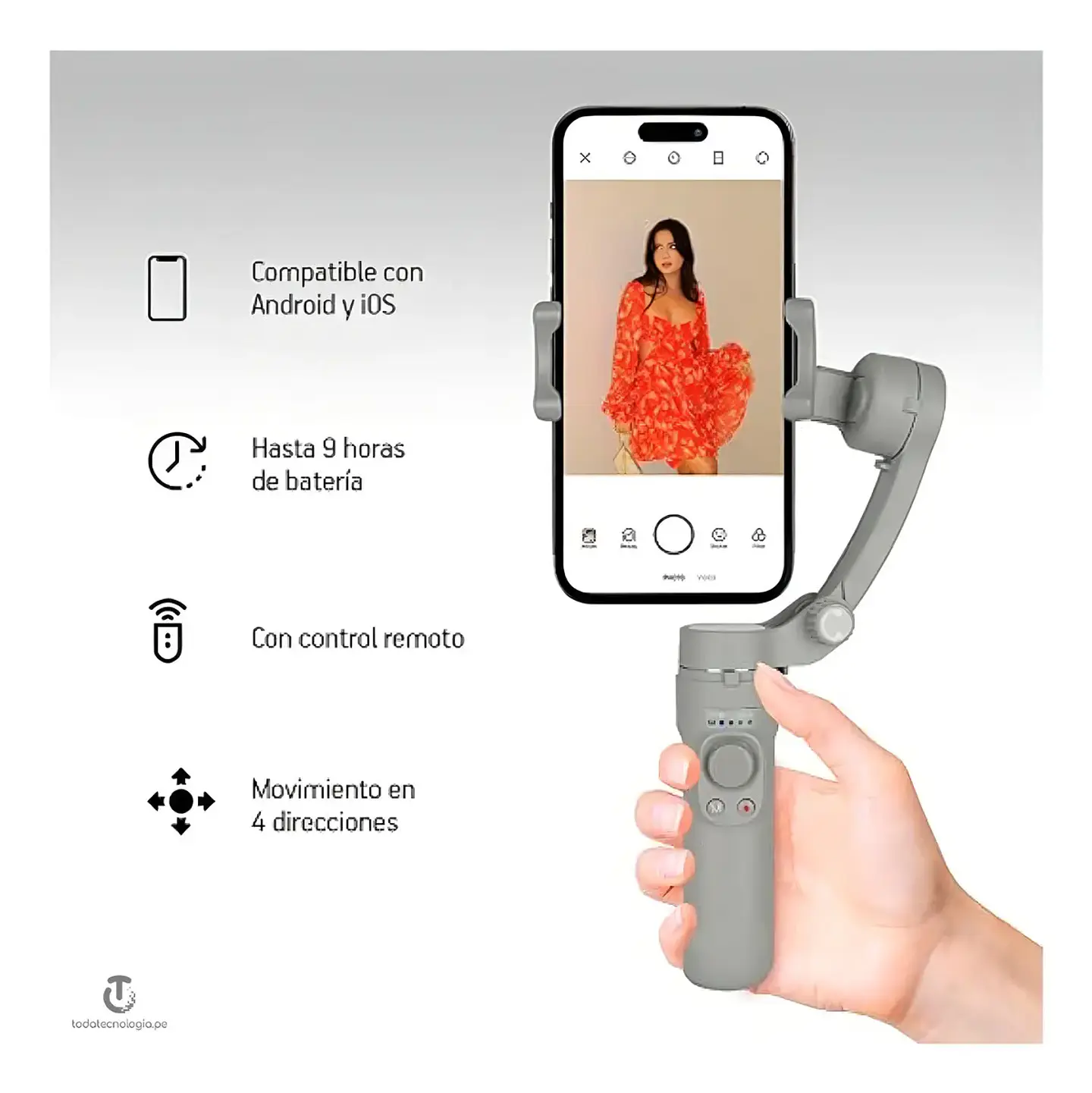 Estabilizador Inteligente HOCO K24 con Seguimiento Facial para Celular 5