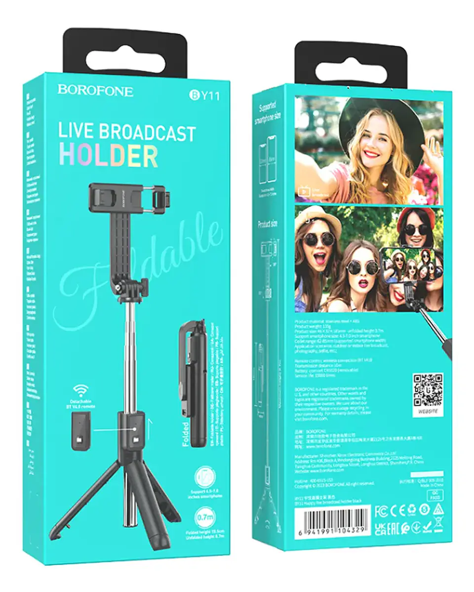 Bastón Selfie Trípode Bluetooth Borofone BY11 con Control Remoto 2