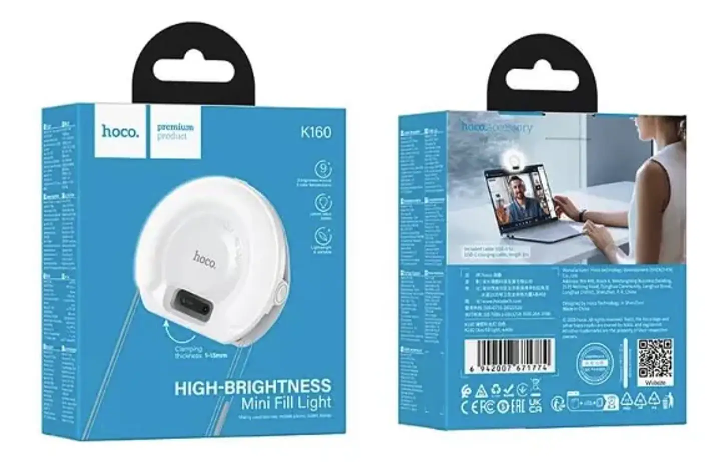 Lámpara LED Mini HOCO K160 para Selfies, Streaming y Videollamadas 2