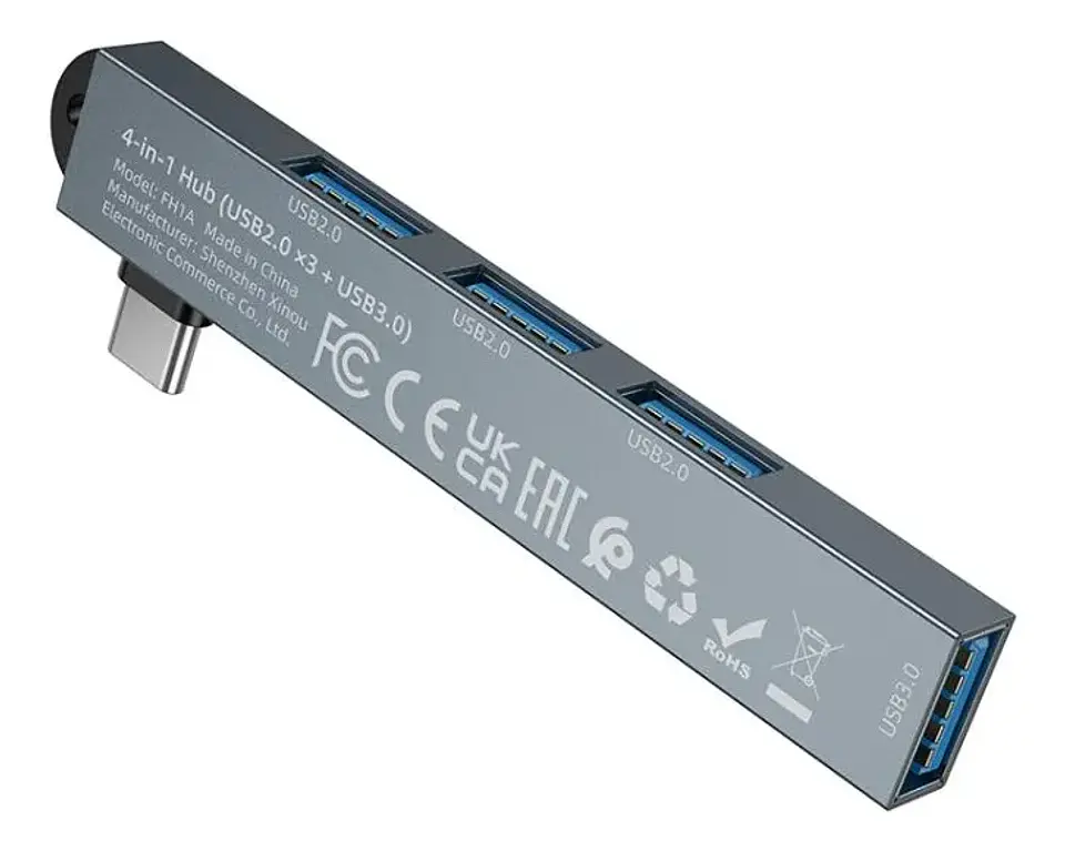 Hub USB 4 en 1 Borofone FH1 | Adaptador Multifunción de Alta Velocidad 3