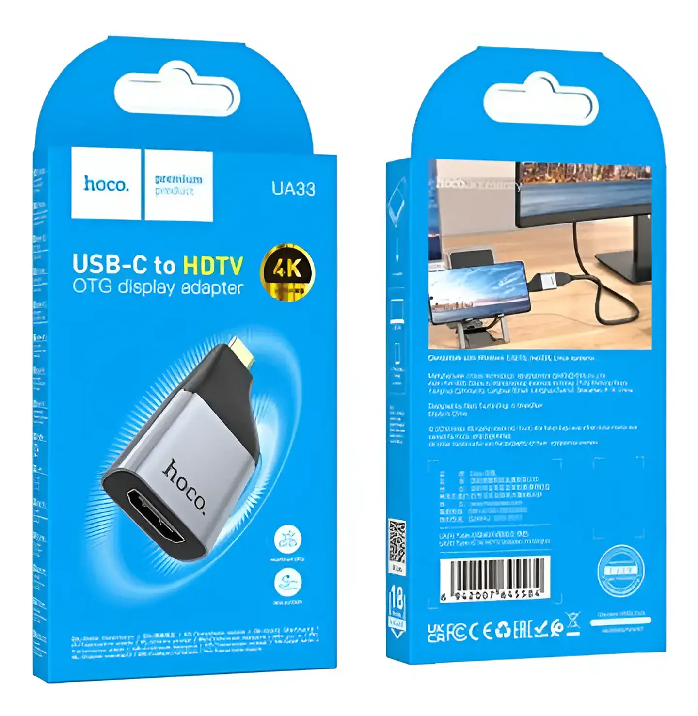 Adaptador USB-C a HDMI HOCO UA33 4K para Celular, Tablet y Notebook 3