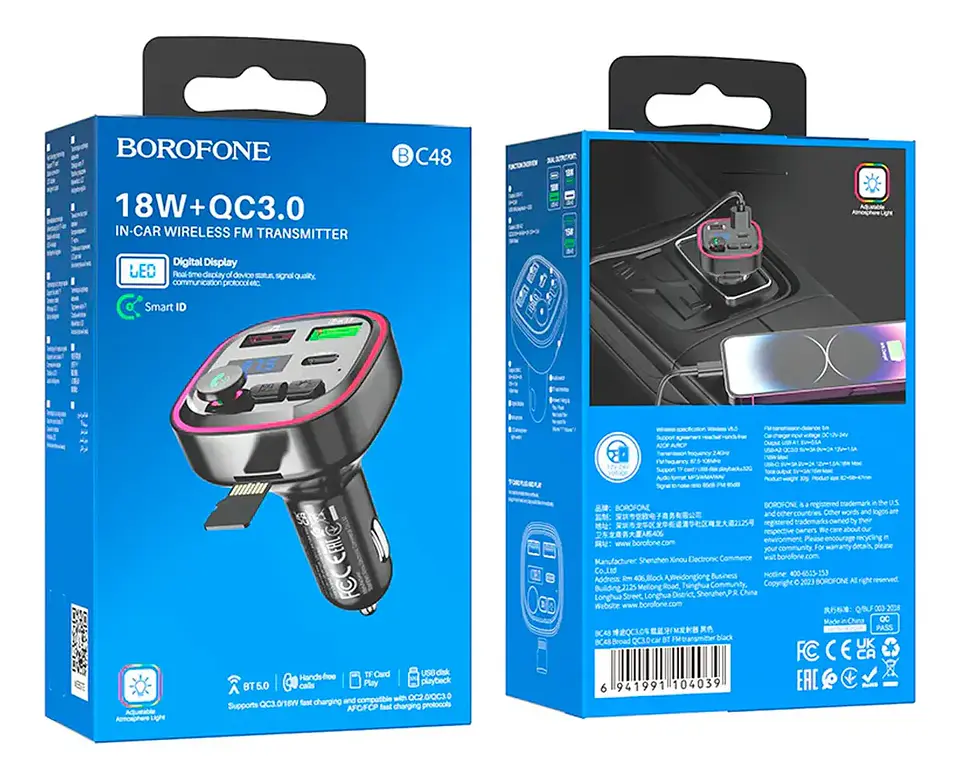 Cargador de Automóvil Borofone BC48 Carga Rápida USB 2