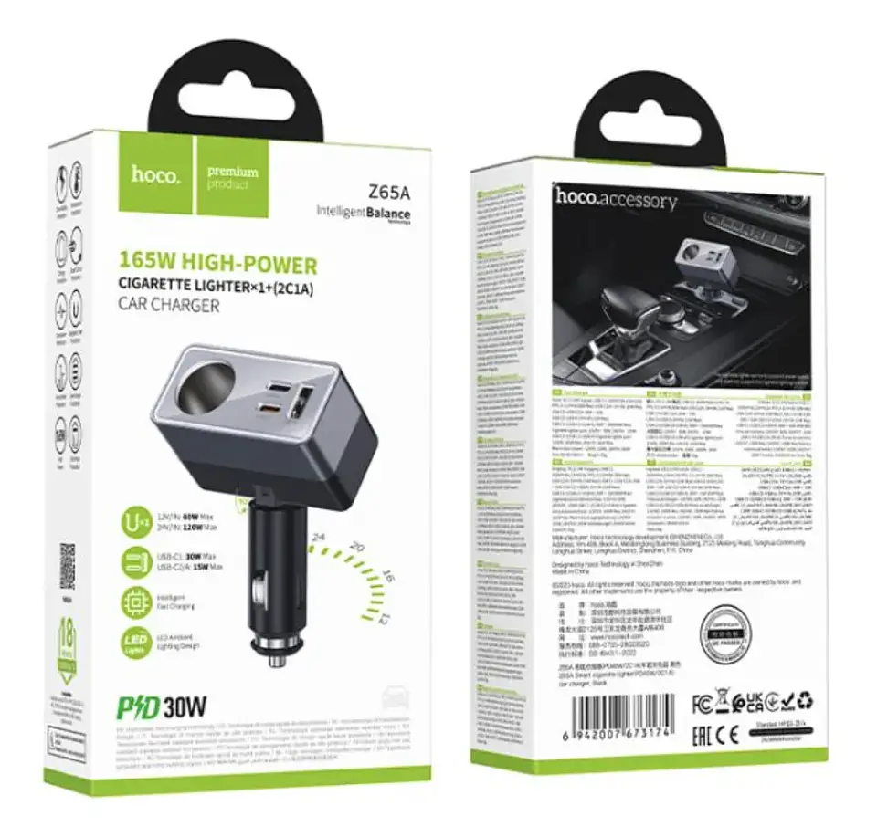 Cargador de Automóvil HOCO Z65A Carga Rápida USB 2
