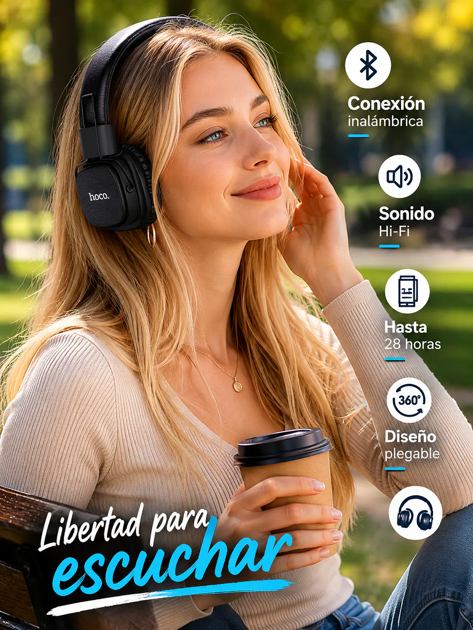 Audífonos Bluetooth HOCO W56 Inalámbricos Over-Ear 2