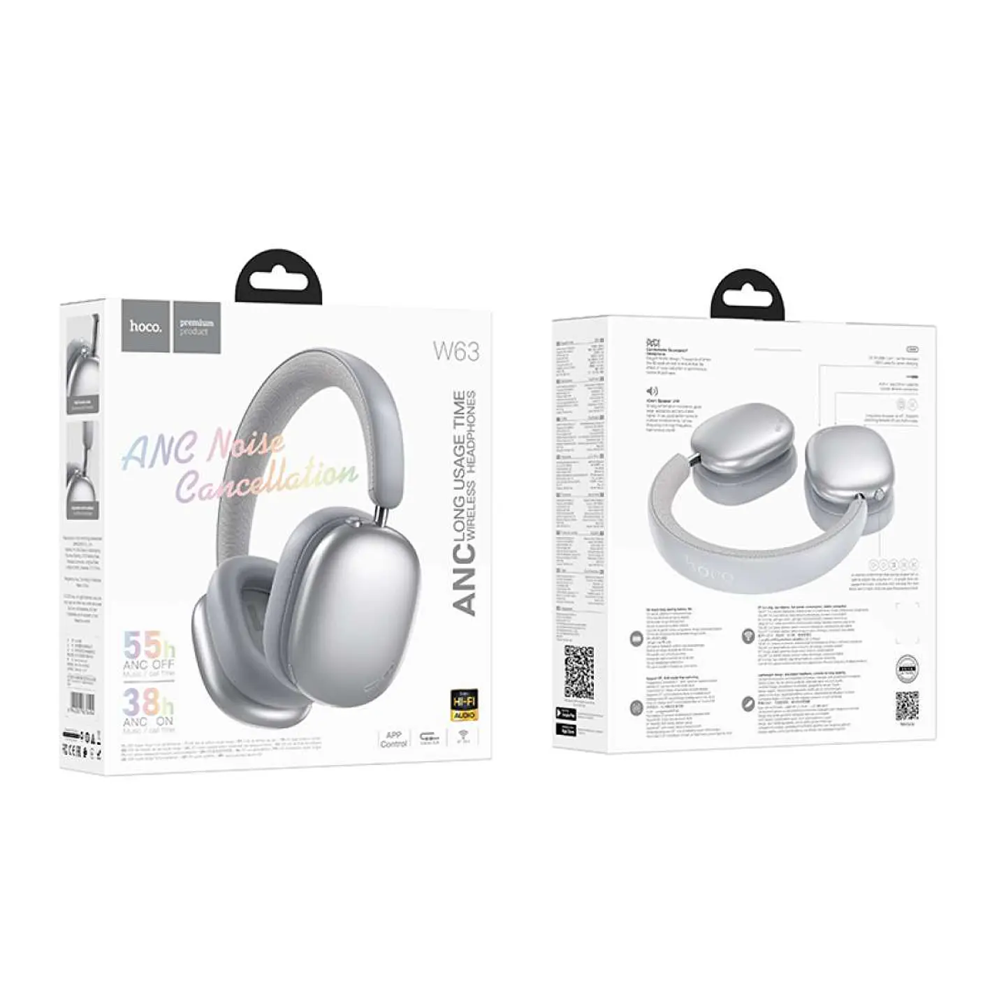 Audífonos Bluetooth HOCO W63 Inalámbricos Diadema Plateado 1