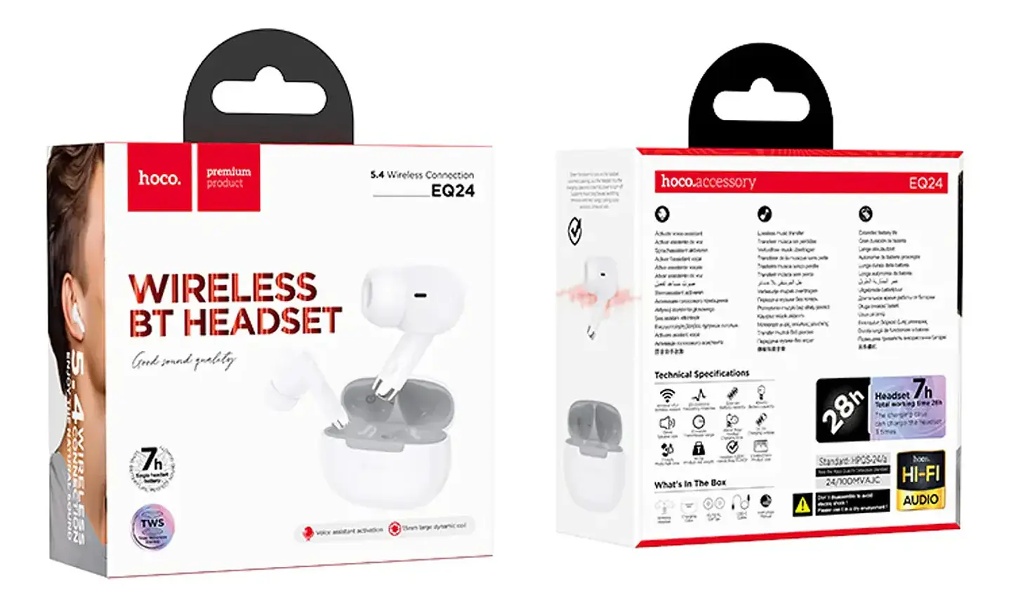 Audífonos Inalámbricos Bluetooth HOCO EQ24 TWS Blancos 1