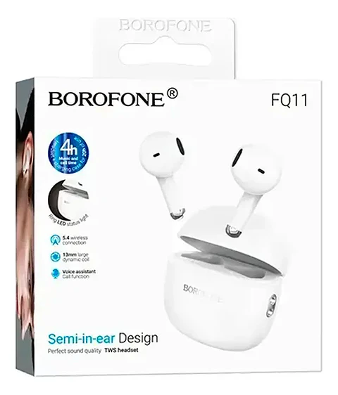 Audífonos Inalámbricos Bluetooth Borofone FQ11 TWS Blancos
