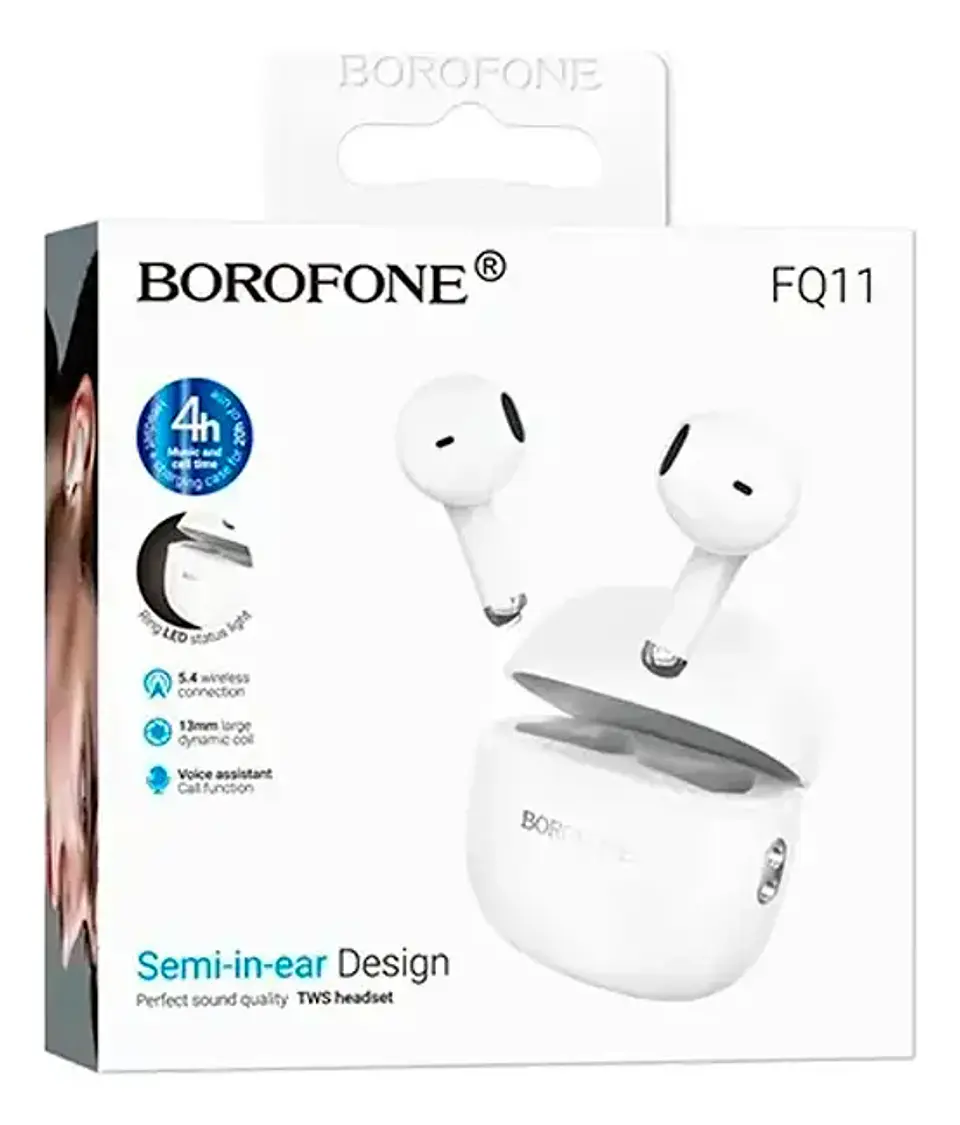 Audífonos Inalámbricos Bluetooth Borofone FQ11 TWS Blancos 1