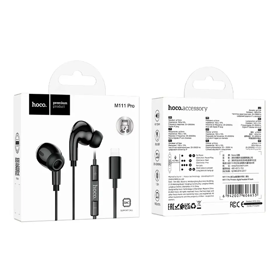 Audífonos Alámbricos HOCO M111 Pro Lightning con Micrófono 4
