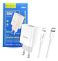 Cargador HOCO C80A 20W USB-C Carga Rápida Compatible con iPhone Blanco - Miniatura 1