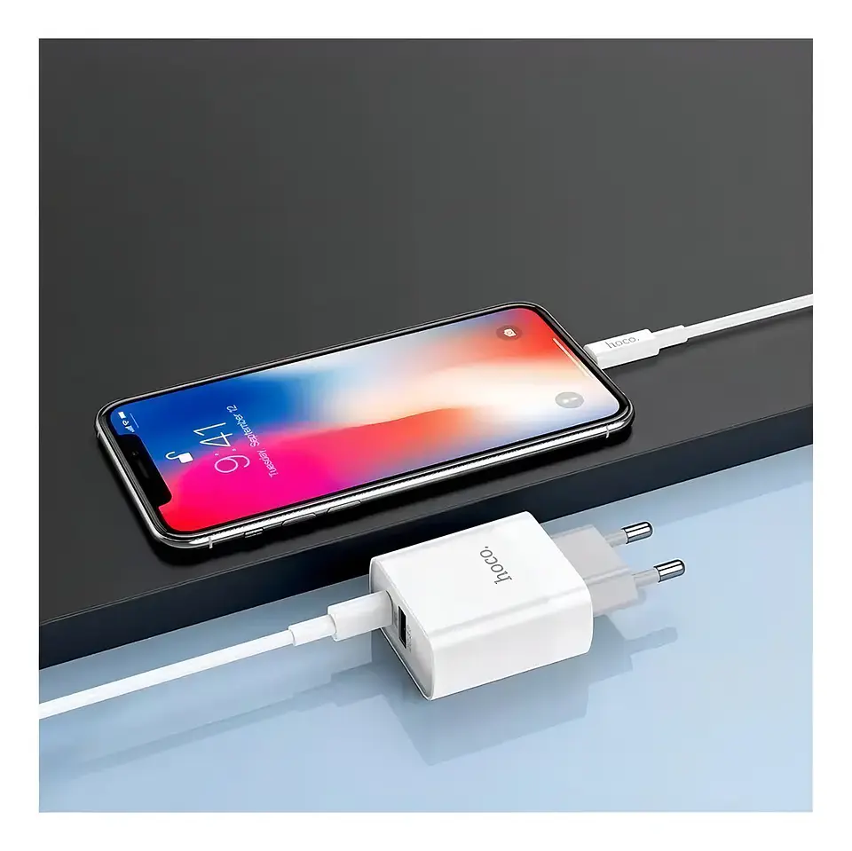 Cargador HOCO C80A 20W USB-C Carga Rápida Compatible con iPhone Blanco 3