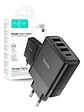 Cargador HOCO C127A 45W USB-C + 3 USB Carga Rápida Color Negro - Miniatura 1