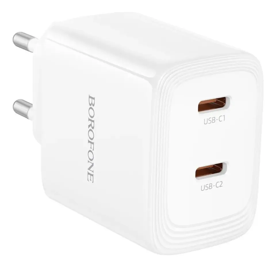 Cargador Borofone BN31 45W USB-C Dual Carga Rápida Blanco 3