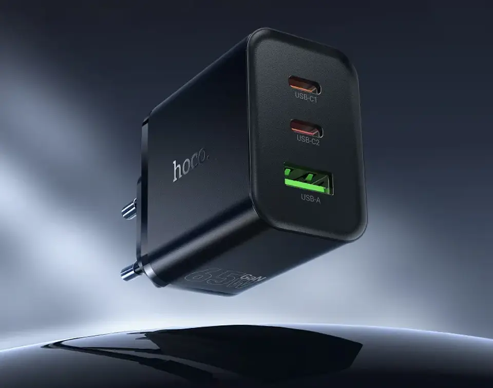 Cargador HOCO N75 65W PD USB-C Triple Puerto Carga Rápida 4