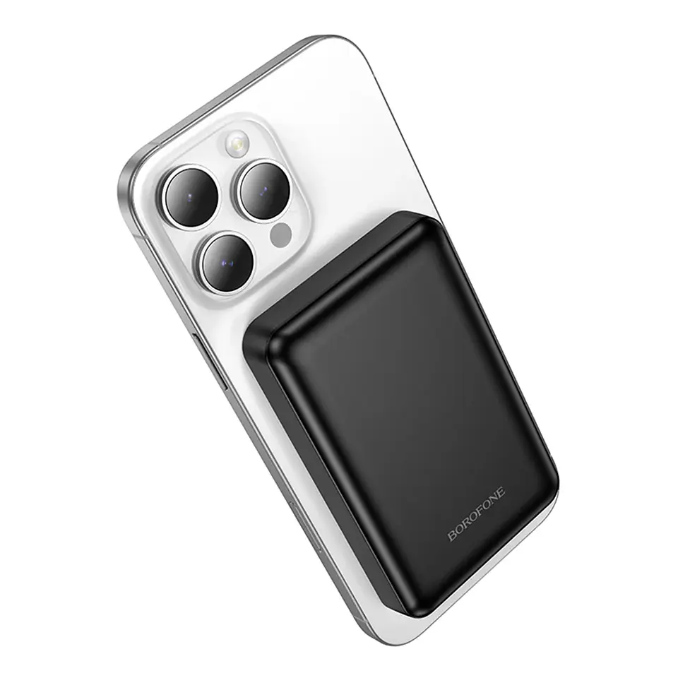 Power Bank Magnético Borofone BJ82 5000mAh Carga Inalámbrica 5W Ultra Slim Negro 2