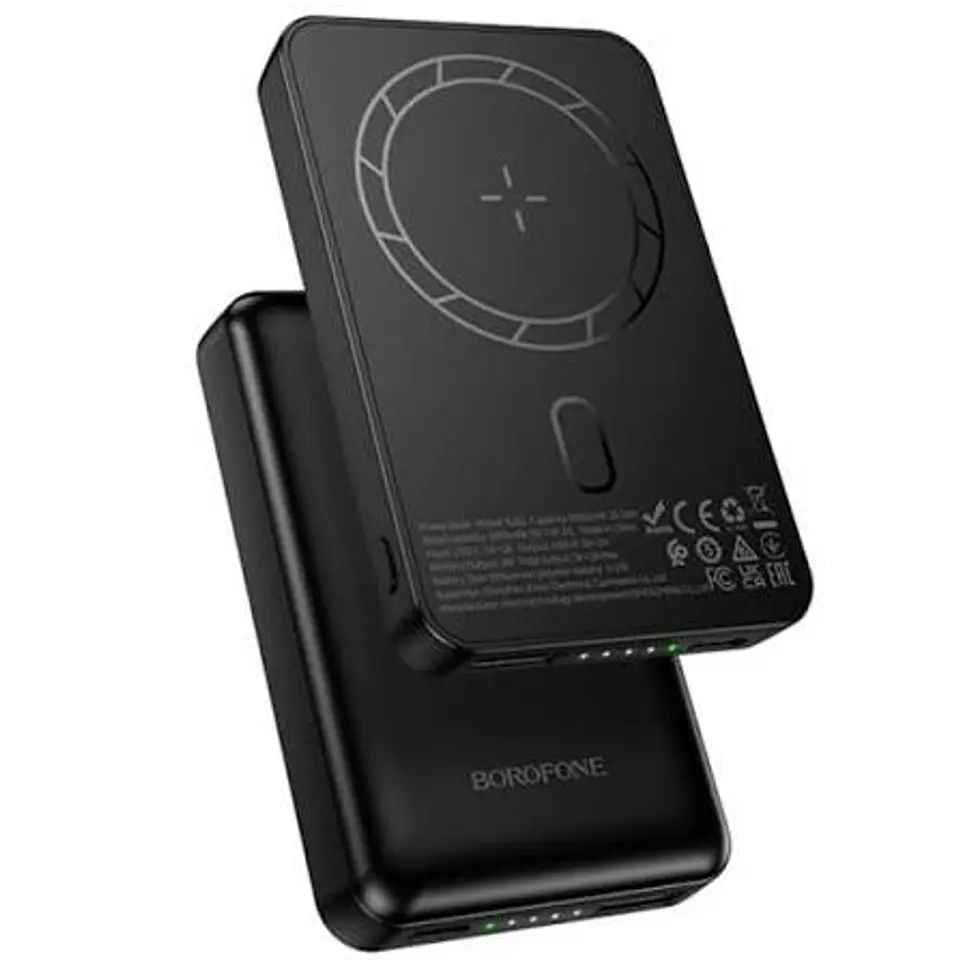 Power Bank Magnético Borofone BJ82 5000mAh Carga Inalámbrica 5W Ultra Slim Negro 4