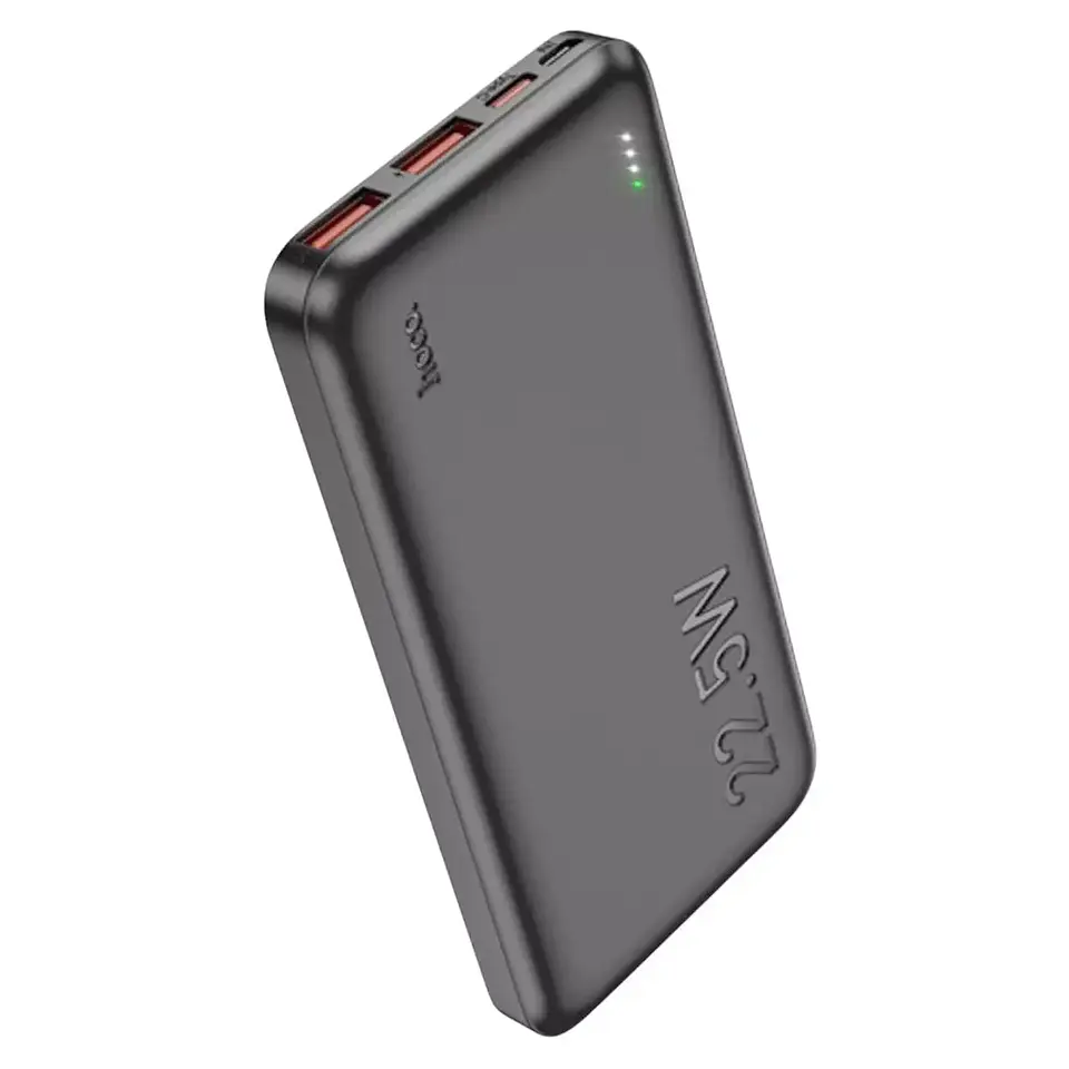 Power Bank HOCO 20000mAh 22.5W Carga Rápida Batería Portátil con Cable Blanco y Negro 4