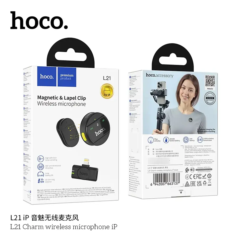 Micrófono Inalámbrico HOCO L21 Lightning para iPhone 1