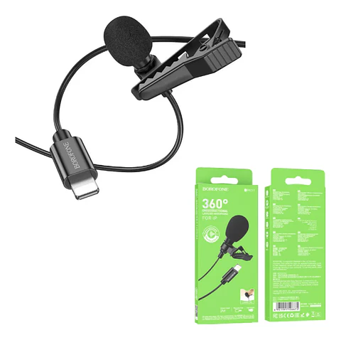 Micrófono Lavalier Borofone BFK11 Lightning 2 Metros