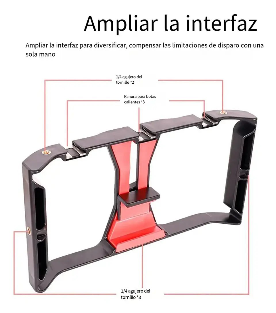 Estabilizador Video Rig para Smartphone Universal con Doble Agarre Negro 3