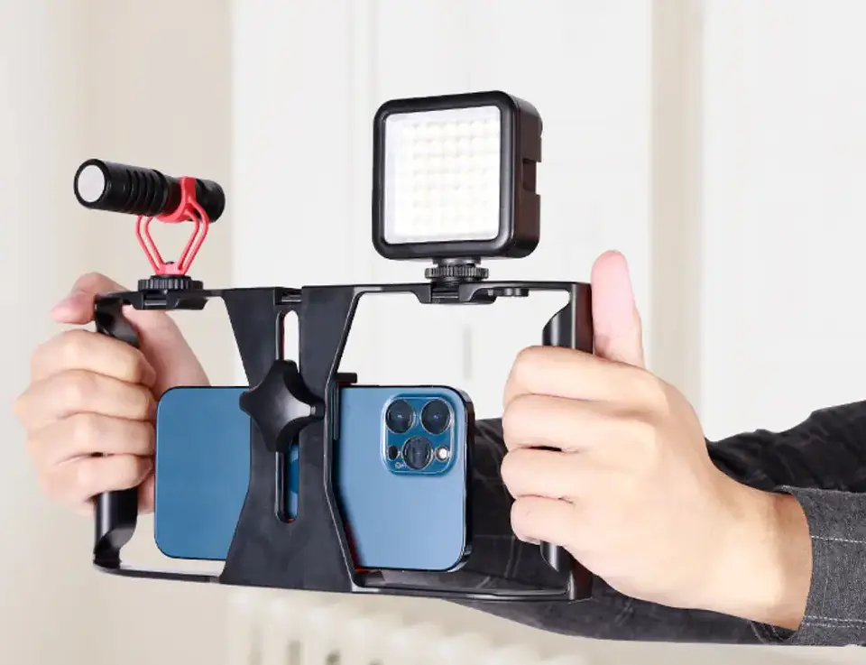 Estabilizador Video Rig para Smartphone Universal con Doble Agarre Negro 4