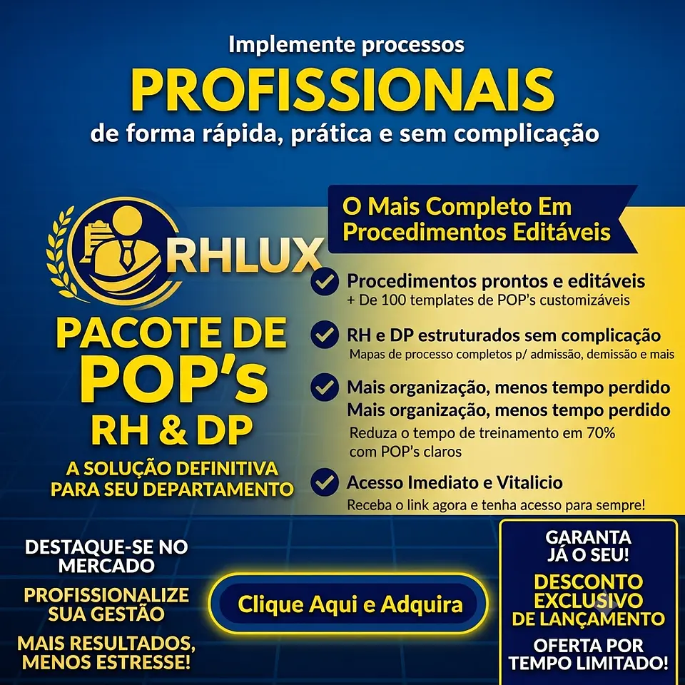 PROCEDIMENTOS PARA RECURSOS HUMANOS E DEPTO PESSOAL EDITAVEL  POPS 2