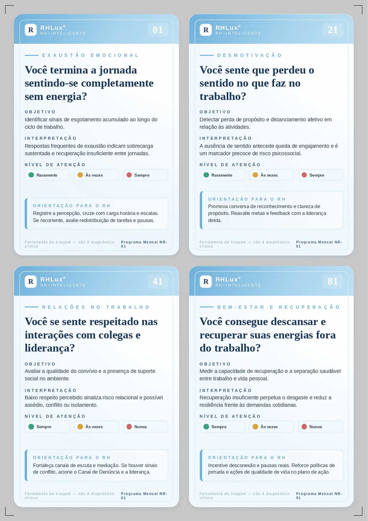 BARALHO PSICOSSOCIAL – BURNOUT -CARDS  BUONORT -  1