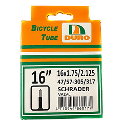 CAMARA DURO ARO 16 X 1.75 VALVULA BICICLETA 